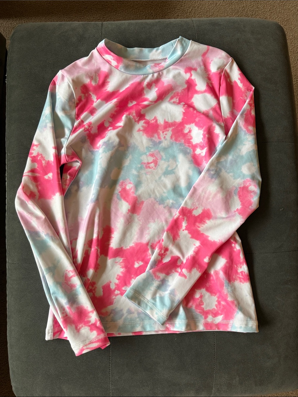 Cat & Jack Kids Long Sleeve Swim Rashguard - Pink & Light Blue Tie-Dye